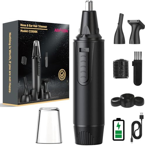 Rechargeable Nose Hair Trimmer for Men 2025 Painless Upgrade Nose Trimmer Men Professional Noses Hair Trimmer for Mens Dual Edge Blades with IPX7 Waterproof for Easy Cleansing,Black