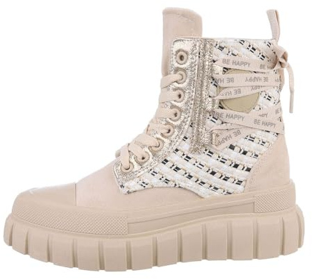 Ital Design Damenschuhe Freizeitschuhe Sneakers High, 8-68-, Kunstleder, Beige, Gr. 37