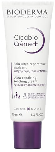 Bioderma Cicabio Crème+, Crema reparadora multiusos y calmante para la curación de la piel con ácido hialurónico, 40 ml