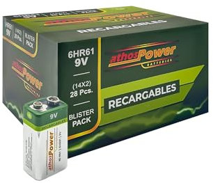 Pilas Recargables petaca. Pilas Alcalinas 9HR61 9V Recargables, Pack de 28 Pilas. 14 blisters, 2 Pilas Cada uno. Batería 9HR61 súper Duradera. Pilas Alta Potencia Todo Tipo de Productos electrónicos.