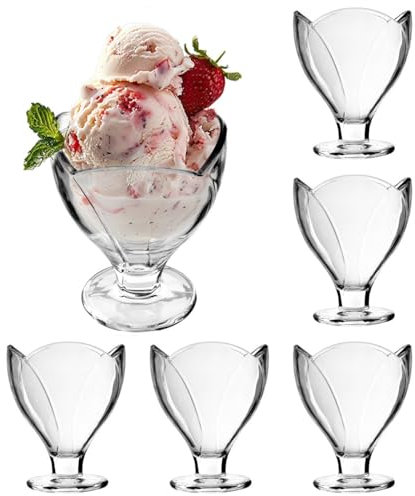 KADAX Coupelles à Dessert - Lot de 6 Verres à Glace, Pieds, Dessert, Fruits & Entrées (Fleur)