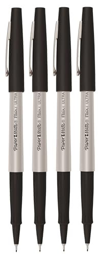Paper Mate Flair Fineliner Pens - Ultra Fine Point 0.4mm - Black Ink - Pack of 4