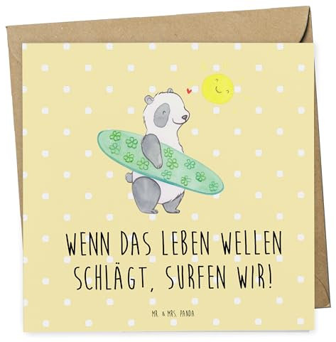 Mr. & Mrs. Panda doppelkarte Sommer Wellen Surf - Geschenk, Kamin, Emotionen, Klappkarte, Strandurlaub, Küstenurlaub, Glückwunschkarte, Küste, Urlaub Am Meer, Herbst, anlasskarte, faltkarte, Strand