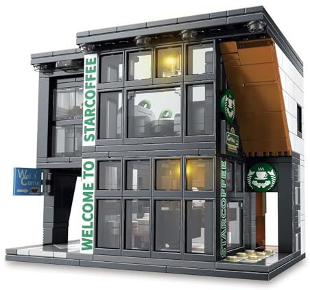 QLT City Coffee House Architecture Building Blocks Set for Adults, Compatible with Lego Street View Modern Cafe Shop Toy with Light, Christmas Birthday Gift for 14+ and Adults(581 PCS)