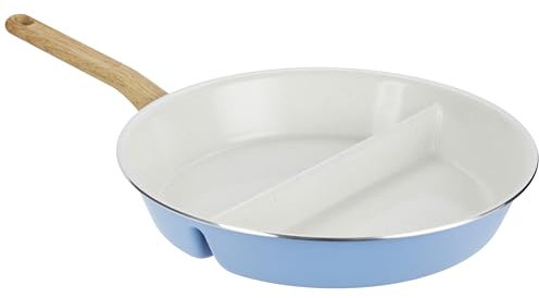 GoodCook Healthy Ceramic Titanium-Infused 12 Divided Skillet, Light Blue – Ceramic Cookware, Nonstick Cooking Pan, Divided Frying Pan Skillet for Eggs, Meats, Vegetables, Sauces, Warming Tortillas