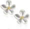 Große Blumen Ohrringe - Silber Tropfen Modeschmuck Ohrstecker - Geschenk für Damen und Frauen