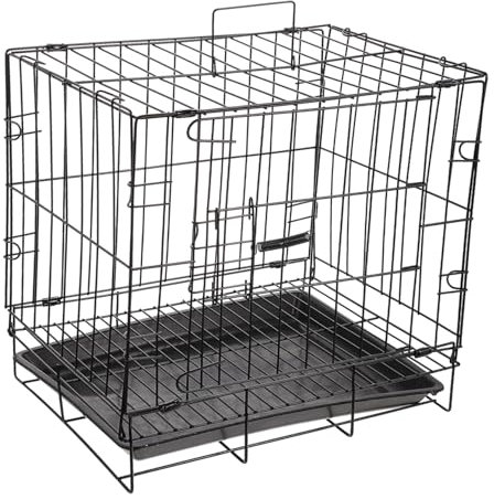 Kisangel Pet Crate Metal Dog Cage Folding Iron Wire Kennel for Small Medium Dogs Indoor Use Black