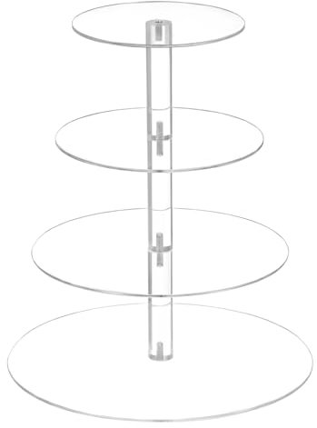 QWORK® 4-Tier Cupcake Stand, Acrylic Cake Stand, Round Cake Tower, Donut Stand, for Weddings, Birthdays, Parties