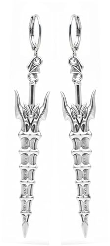 Schwert Ohrringe Silber Ohrhänger Edelstahl Futuristisch Fantasy Schmuck | Für Damen oder Herren, 6 cm Länge, Mit Geschenkbox, Wikinger Stil, Alternativ Schmuck, Ideal für Halloween LARP & Cosplay