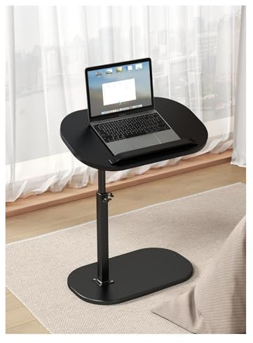 Höhenverstellbarer C-förmiger Beistelltisch mit 360° drehbarem Multi-Winkel-Klappaufsatz für Wohnzimmer/Bett/Badewanne (schwarz)