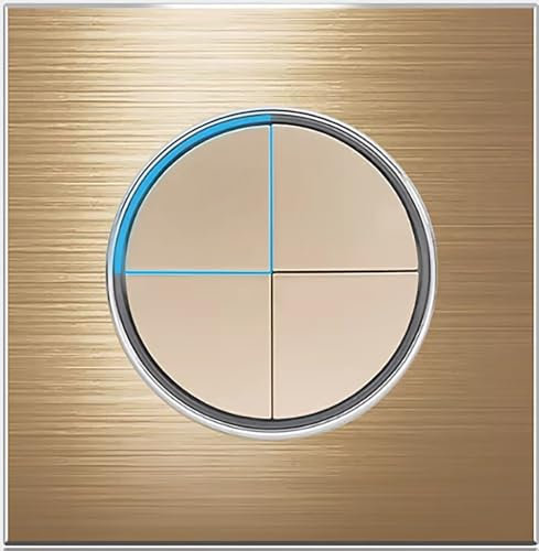 Circle 1/2/3/4 gang 2 way Push Button Wall Light Switch Glass Step Light LED Indicator (gold 4 gang 2 way)