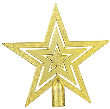 PRETYZOOM Weihnachtsbaumspitze Gold Fünfzackiger Stern Treetop Star Christbaumschmuck Leicht Und Strahlend Für Geschmückten Weihnachtsbaum Dekoration Weihnachten