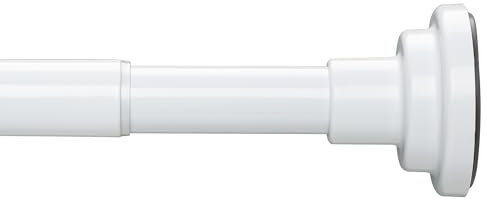 Duschvorhangstange Ohne Bohren, Teleskopstange 76-256CM, Rutschfeste Spannstangen, Vorhangstange für Fenster, Küche, Badezimmer, Kleiderschrank, Weiß