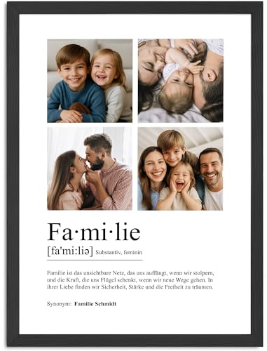 SpecialMe® Definition Poster Familie – personalisiertes Familienposter mit Wunschfoto Text – Geschenk Familie – Wanddeko Wohnzimmer Flur Eingang Weiss