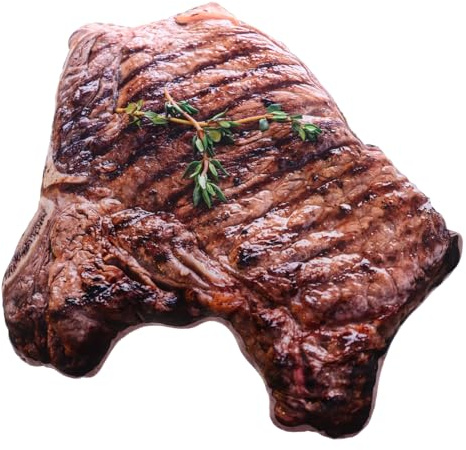 CHICAMPERA Großes Steak Plüschkissen Weiches Kuscheltier Deko-Kissen Sofa Kissen Schlafkissen zum Kuscheln Witzige Wohnaccessoire für Zuhause und Auto