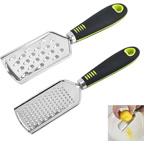 Cheese Grater, 2-Piece Handheld Grater Set with Gingers Grater and Zester Graters, Graters for Kitchen, Compact Size 25 by 12 cm