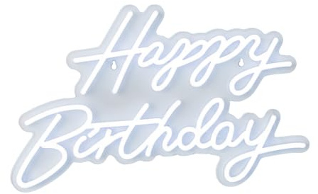 Relaxdays LED Schild, Happy Birthday, leuchtende Geburtstagsdeko, kaltweiß | H x B: 28 x 40 cm, zum Aufhängen, USB-Kabel