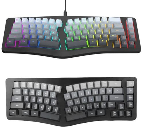 Cuifati Kabelgebundene Ergonomische Tastatur, Abnehmbare Typ-C-Split-Tastatur mit RGB-Hintergrundbeleuchtung, Kompakte Kabelgebundene Gaming-Tastatur mit 69 Tasten, für Desktop-Laptop,