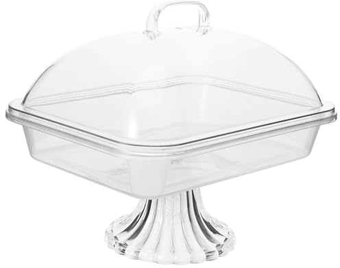 HYTROVE PC Tortenplatte Glas mit Deckel 1,6l Langlebiger Obsthalter für Weihnachts und Neujahrs Desserttischdekoration in Stilvollem Design