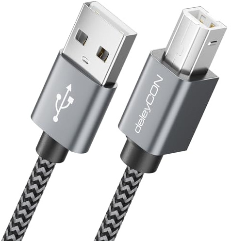 deleyCON 1m USB 2.0 Druckerkabel Scannerkabel USB-A auf USB-B | Stecker für Laser Drucker, Scanner, Printer, MIDI, Kopierer und Multifunktionsdrucker