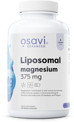 Osavi Liposomales Magnesium 375 mg, Hochwertiges Liposovit-Mg für Hohe Bioverfügbarkeit, Magnesiumhelarat zur Unterstützung von Muskeln und Nerven, Vegan, 120 Kapseln