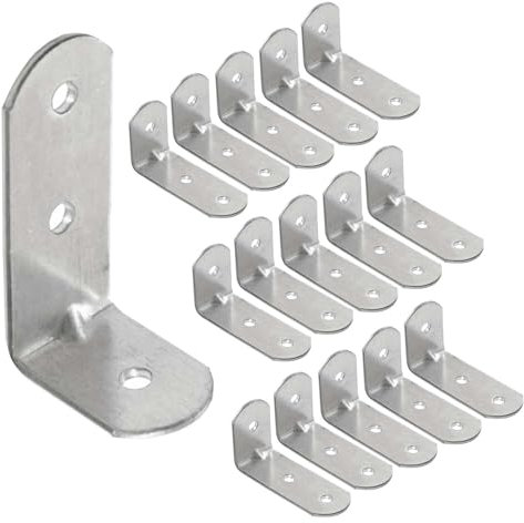 OMIDEAS 15 x Angle Bracket (30 x 60 x 25) 90 Degree Right Shelf Corner Brace Plate Wood Metal Connecting Fixing Joining Repair Support L Galvanised Connector