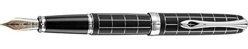DIPLOMAT D40101011 A plus Rauten Guilloche Lapis Füllfederhalter mit 14 ct extra feine Feder, schwarz