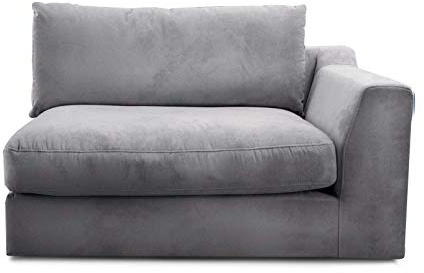 CAVADORE Sofa-Modul Fionamit Armteil rechts / individuell kombinierbar als Ecksofa, Big Sofa oder Wohnlandschaft / 138 x 90 x 112 / Webstoff silbergrau