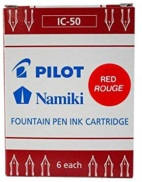 Box of 6 Pilot/Namiki Red Cartridges - Made in Japan - Compatible with Pilot Capless, Decimo, Bamboo and Namiki Fountain Pens