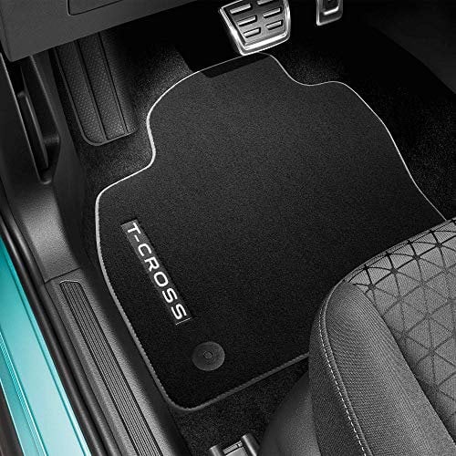 Volkswagen 2GM061270WGK Premium Textilfußmatten 4X Stoffmatten Veloursmatten schwarz grau, mit T-Cross Schriftzug