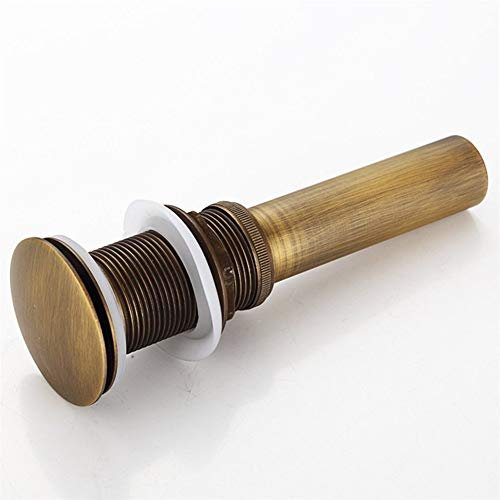 FCS Bathroom Bonde de Lavabo Pop Up sans trop Plein, bonde de vidage lavabo en Laiton, système de vidage évier pour Meuble Lavabo, Push Open Accessoire de Salle de Bain (5 Couleurs) (Color : Bronze)