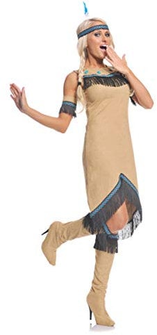 Horror-Shop Indianer Maid Kostümkleid mit Zubehör für Fasching L