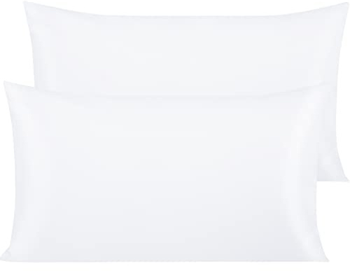 NTBAY 2 Pack Egyptian Cotton King Pillowcases, 50x90 cm, White | 500 Thread Count Sateen, Envelope Closure Pillow Cases, Super Soft Cozy and Breathable, Gets Softer with Wash