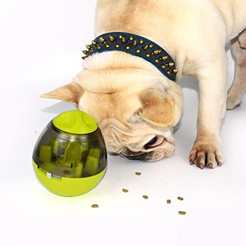 Hifrenchies Hundespielzeugball und geistige Stimulationsball, interaktives Futterei, interaktives Puzzle-Leckerli-Ball für Frenchie, Hund und Katze, langsamer Futterball (grün)