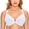 DELIMIRA Women's Front Fastening Bra Racer Back Lace Plus Size Non Padded Underwired White 38F