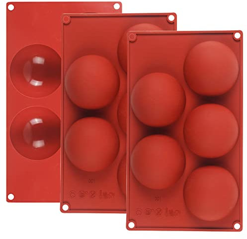 NALCY Moulle Muffins Silicona, Muffin Chocolate Beignet, Silicona Media Esfera, Molde Forma Media Esferas, 5 Cavidades, Grande Media Esfera Molde, Set of 3