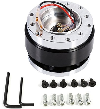Steering Wheel Quick Release Hub Adapter ,Universal Quick Release 6 Hole Bolt Ball Steering Wheel Hub Adapter Snap Off Boss Kit (black)