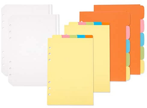 SOSPIRO 20 Stück A5 Register Trennblätter mit 2 Stück 6 Löcher Binder Reißverschluss Taschen für Ringbuch Planer Notizbuch