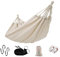 CASALIA - Hamaca Colgante Doble de Algodón Premium - 280cm x 150cm. Hamaca Jardin Exterior Interior - Hamaca con Kit Acampampada, cinchas, Ganchos y mosquetones en Bolsa