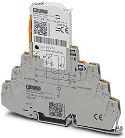PHOENIX CONTACT TTC-6P-2X1-F-M-24DC-PT-I Überspannungsschutz, Bestehend aus Schutzstecker & Basiselement, mit Integrierter Statusanzeige & Trennmesser für zwei Signaladern