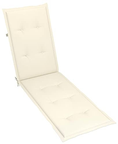 Tidyard Liegestuhl-Auflage Stuhlkissen Hochlehnenkissen Liegenauflage Stuhlauflage Deckchair Sonnenliege Liege Kissen Polster Polsterauflage Creme (75+105) x50x4 cm Stoff
