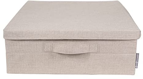 Bigso Box of Sweden Scatola sottoletto con maniglie per coperte, vestiti, cuscini, giocattoli e altro – Scatola portaoggetti in poliestere e cartone – Scatola pieghevole versatile – beige