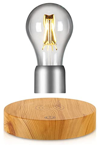 VGAzer Lámpara de escritorio inalámbrica flotante flotante magnética para regalos únicos, decoración de habitación, luz nocturna, decoración de oficina en casa, juguetes tecnológicos (base redonda de