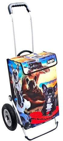 James® Einkaufstrolley modern Design Bulldog-Attack, bunter Einkaufswagen, Hackenporsche, Shopping-Lifestyle, LKW-Plane, 50kg Tragkraft, Grosse Räder, Made in Österreich!