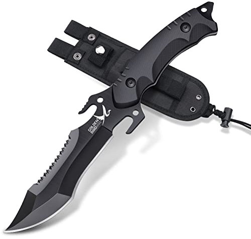 Golden Bird Couteaux d'extérieur, Couteau de Survie Lame fixe en acier D2 Couteau de Chasse & Bushcraft Couteau de ceinture Full Tang avec boîte cadeau
