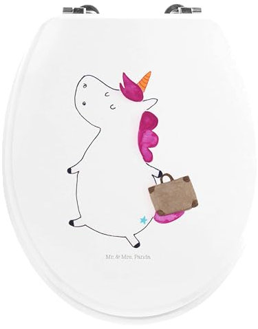 Mr. & Mrs. Panda Motiv WC Sitz Einhorn Koffer - Geschenk, Toilette, Einhörner, Gepäck, Klodeckel, Einhorn Deko, Unicorn, Abenteuer, Klobrille,