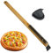 Cepillo de horno de pizza, cepillo de limpieza de piedra de pizza de alambre inoxidable con raspador, herramienta de limpieza de parrilla de barbacoa con mango de madera, cepillo de horno de pizza con