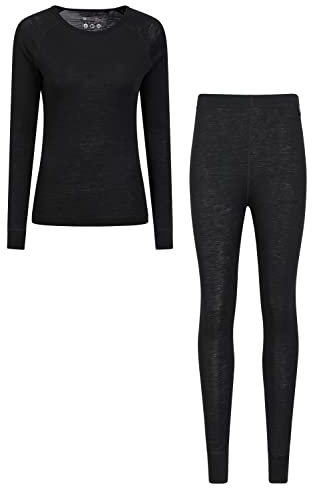 Mountain Warehouse Merino Womens Top & Pants Set | Lightweight & Comfortable T-shirt & Bottoms Merino Wool Base Layer Set, Warm Long Sleeve Tee & Leggings Underlayer for Winter
