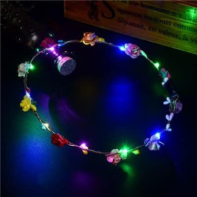 LED-Haarreif für Damen, Blumenmädchen, leuchtend, blinkende Krone, Haarkranz für Mädchen, Frauen, Hochzeit, Festival, Weihnachten, Neujahr, Party (bunt)