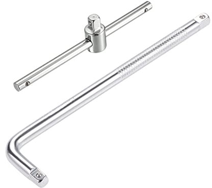 sourcing map 1/4 Drive Socket Breaker L Shape Extension Bar Wrench,Sliding Wrench Breaker Bar Adjustable T-Handle Socket Hand Tool